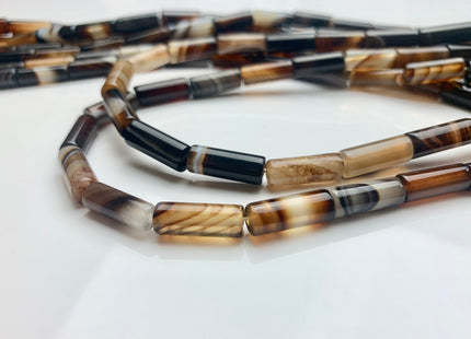 6x16 mm Tube Shape Coffee Wave Line Agate Gemstone Beads Coffee Color Agate Gemstone Beads. #2605