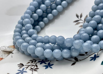 WHOLESALE 8 mm AAA Natural Blue Angelite Smooth Round high Quality Genuine Angelite Gemstone Beads Full Strand 52 Beads #2225