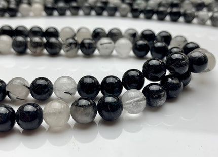 6 mm 8 mm 10 mm AAA Smooth Round Black Tourmaline Quartz High Quality Black Rutilated Rutile Quartz Gemstone Beads # 2272