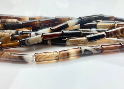 6x16 mm Tube Shape Coffee Wave Line Agate Gemstone Beads Coffee Color Agate Gemstone Beads. #2605