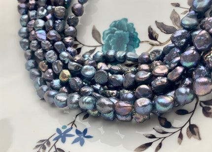 7-8 mm Potato Nugget Blue Peacock Color Freshwater Pearl Beads Genuine Cultured High Luster Blue Peacock Color Nugget Pearls #P1651