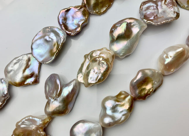 18-28x28-30 mm AAA Jumbo Natural Multi Pink Freshwater Flat/Nugget Keishi Pearls Rare Natural Color Limited Edition Freshwater Pearls # 1355