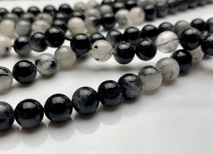 6 mm 8 mm 10 mm AAA Smooth Round Black Tourmaline Quartz High Quality Black Rutilated Rutile Quartz Gemstone Beads # 2272