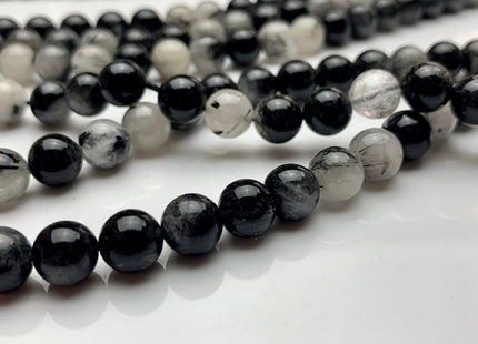 6 mm 8 mm 10 mm AAA Smooth Round Black Tourmaline Quartz High Quality Black Rutilated Rutile Quartz Gemstone Beads # 2272