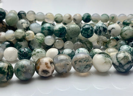 4 mm 6 mm 8 mm 10 mm AAA 100% Natural Smooth Round Green Tree Agate Beads Genuine Gray And Green Agate Gemstone Beads 15 Inches Strand #3021