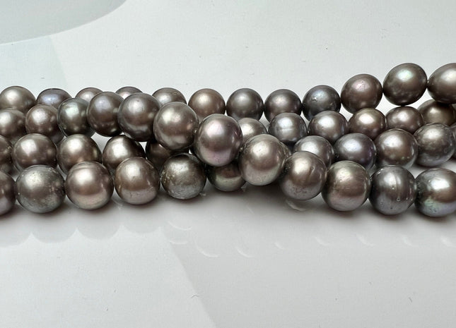 8.5-9 mm AA Abalone Gray Color Off Round Freshwater Pearl Beads Genuine Champagne With Iridescent Gray Color Freshwater Pearls #P2285