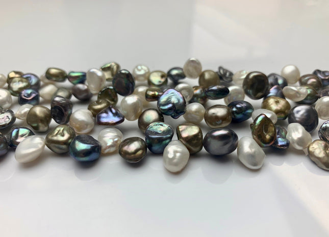 6x8 mm Multi Color White Peacock & Green Keishi Freshwater Pearl Beads,Top Drilled Keishi Pearls, Dancing Pearl Beads #292