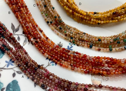 WHOLESALE 3 mm Faceted Round Agate Gemstone Beads Genuine Mixed White Green Pink Yellow Orange Blue Agate Loose Beads 15 Inches #3227