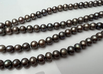 8.5-9 mm AA Abalone Gray Color Off Round Freshwater Pearl Beads Genuine Champagne With Iridescent Gray Color Freshwater Pearls #P2285