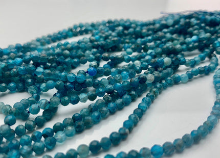 3.5 mm Micro Faceted Round Apatite Gemstone Beads Top Quality Blue Apatite Faceted Gemstone Loose Beads #2928