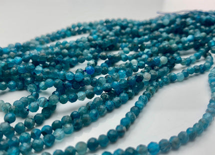 3.5 mm Micro Faceted Round Apatite Gemstone Beads Top Quality Blue Apatite Faceted Gemstone Loose Beads #2928
