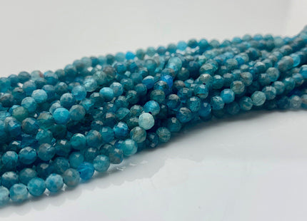 3.5 mm Micro Faceted Round Apatite Gemstone Beads Top Quality Blue Apatite Faceted Gemstone Loose Beads #2928
