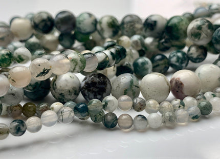 4 mm 6 mm 8 mm 10 mm AAA 100% Natural Smooth Round Green Tree Agate Beads Genuine Gray And Green Agate Gemstone Beads 15 Inches Strand #3021