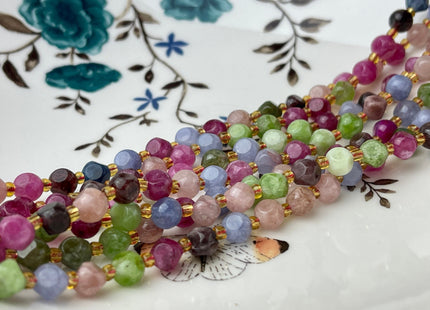 6 mm Faceted Star Cut Tourmaline Gemstone Beads Genuine Faceted Multi Color Tourmaline Gemstone Loose Beads 15 Inches Strand 50 Beads #4190