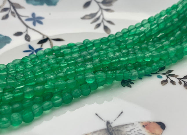 4mm Micro Faceted Diamond Cut Green Color Aventurine Flat Coin Disc Shape Genuine Aventurine Gemstone Beads 15.5 Inches Strand #3060
