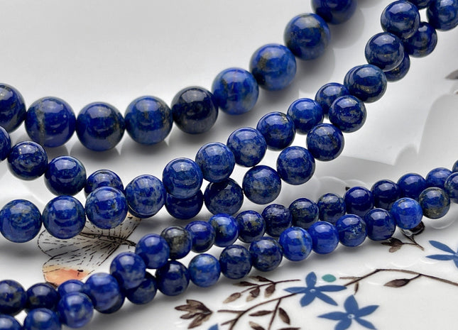 6mm 8mm 10mm Smooth Round Natural Lapis Gemstone Beads Natural Blue Color Quality Round Lapis Gemstone Loose Beads #2287