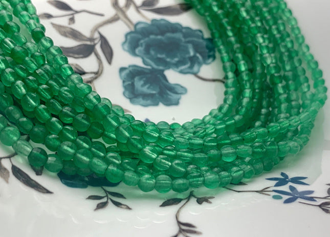 4mm Micro Faceted Diamond Cut Green Color Aventurine Flat Coin Disc Shape Genuine Aventurine Gemstone Beads 15.5 Inches Strand #3060