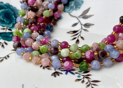 6 mm Faceted Star Cut Tourmaline Gemstone Beads Genuine Faceted Multi Color Tourmaline Gemstone Loose Beads 15 Inches Strand 50 Beads #4190
