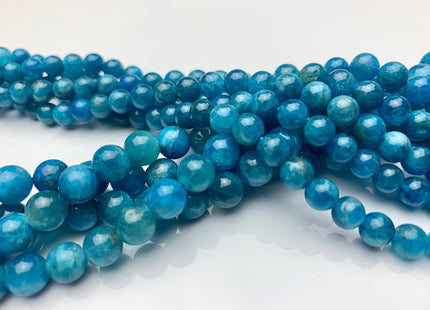 WHOLESALE 6mm 8mm AA Smooth Round Natural Apatite Gemstone Beads High Quality Round Apatite Beads. 8 Inches Strand#2265