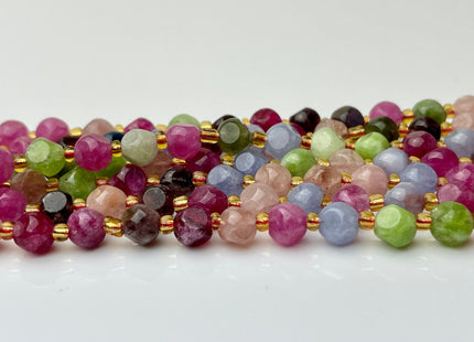 6 mm Faceted Star Cut Tourmaline Gemstone Beads Genuine Faceted Multi Color Tourmaline Gemstone Loose Beads 15 Inches Strand 50 Beads #4190