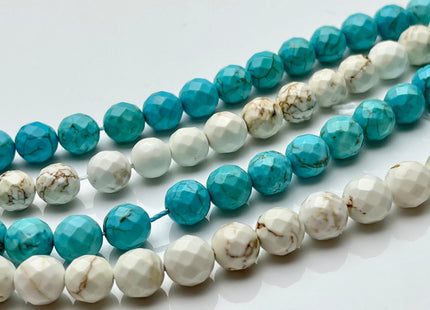 4mm 6mm 8mm 10mm 12mm Faceted Howlite White OR Blue Turquoise Gemstone Beads Faceted Turquoise Round Beads Howlite Gemstone Beads #497