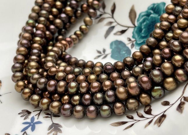 6-7 mm Dark Chocolate Brown Color Potato Freshwater Pearl Beads Genuine Cultured Freshwater Pearl Beads Dark Brown Potato Pearl Beads #P2106