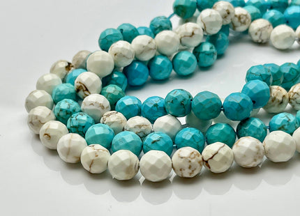 4mm 6mm 8mm 10mm 12mm Faceted Howlite White OR Blue Turquoise Gemstone Beads Faceted Turquoise Round Beads Howlite Gemstone Beads #497
