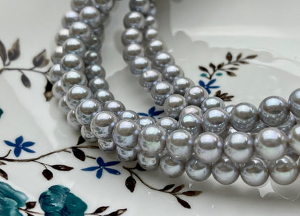 8 mm AAA Extra Shiny Gray Color Perfect Round Freshwater Pearls Genuine Natural Pearl Beads High Luster Gray Bridal Pearls #P1682