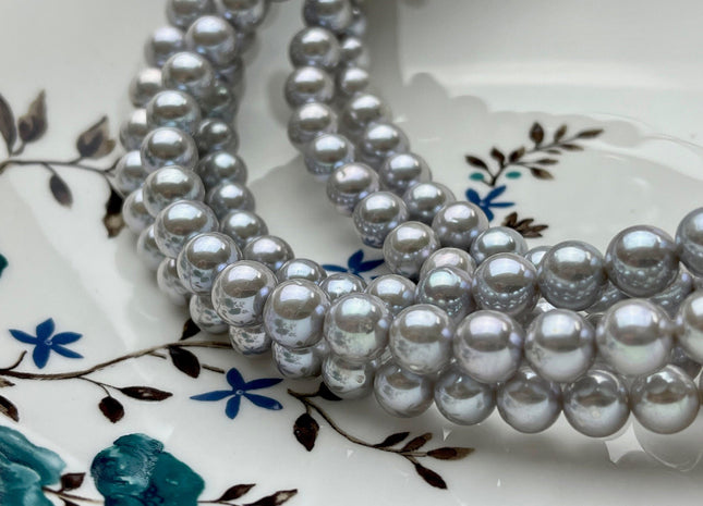 8 mm AAA Extra Shiny Gray Color Perfect Round Freshwater Pearls Genuine Natural Pearl Beads High Luster Gray Bridal Pearls #P1682