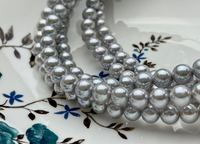 8 mm AAA Extra Shiny Gray Color Perfect Round Freshwater Pearls Genuine Natural Pearl Beads High Luster Gray Bridal Pearls #P1682