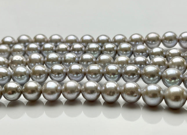 8 mm AAA Extra Shiny Gray Color Perfect Round Freshwater Pearls Genuine Natural Pearl Beads High Luster Gray Bridal Pearls #P1682
