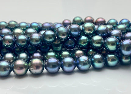 8 mm AAA Large Hole Peacock Round Freshwater Pearl Beads Hole Size 1.0mm Or 2.2mm Genuine High Luster Nice Blue Peacock Color Pearls #P1050