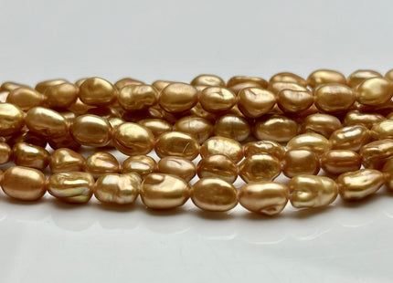 6x9 mm AA Dark Champagne Color Keshi Freshwater Pearl Genuine Keshi Rice Nugget Shape Freshwater Pearl Beads #P1940