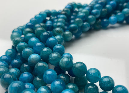 WHOLESALE 6mm 8mm AA Smooth Round Natural Apatite Gemstone Beads High Quality Round Apatite Beads. 8 Inches Strand #2265