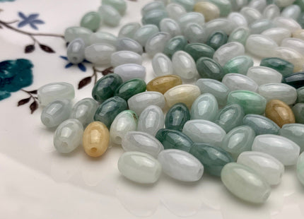 10 Pieces 6x9 mm Natural Color Smooth Barrel Shape Burmese Jade Beads 1.0 mm Hole Natural Green Color Burmese Jade Loose Beads #P1638