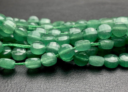 6 mm Micro Faceted Diamond Cut Green Aventurine Gemstones Flat Coin Disc Shape Gemstone Beads Genuine Aventurine 15 Inches Strand #2834
