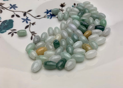 10 Pieces 6x9 mm Natural Color Smooth Barrel Shape Burmese Jade Beads 1.0 mm Hole Natural Green Color Burmese Jade Loose Beads #P1638