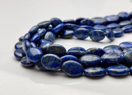 10x14 mm Smooth Genuine Lapis Flat Oval Coin Disc Gemstone Beads Genuine Natural Dark Blue Lapis Color Lapis 15 Inches Strand #4007