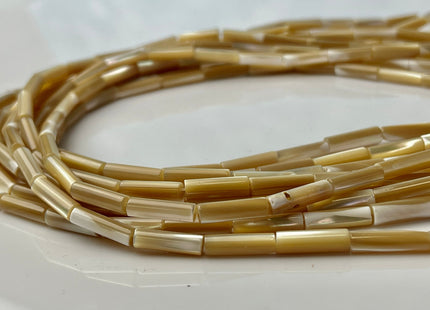 4x14-15 mm Tube Shape Natural Troca Shell Beads Genuine Gold Champagne Color MOP Loose Beads 15.5 Inches Strand 29 Beads #4256