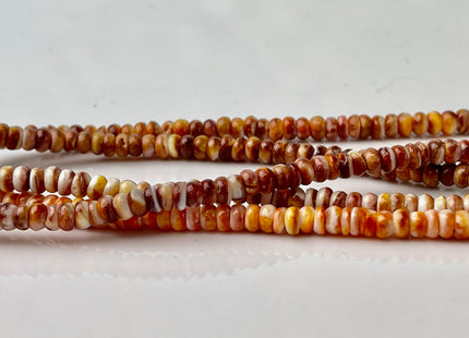 4 mm AAA Natural Orange Red Spiny Oyster Shell Heishi Rondelle Shape Genuine Beautiful Natural Spiny Oyster Beads 16 Inches Strand #4272