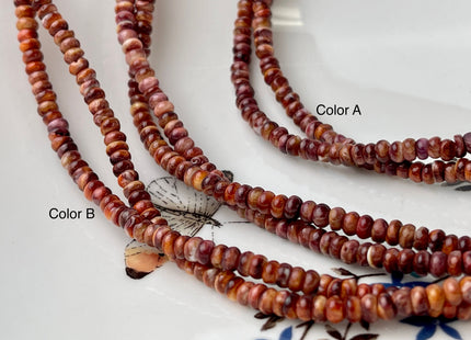 4 mm AAA Natural Orange Purple Red Spiny Oyster Shell Rondelle Shape Genuine Natural Spiny Oyster Beads 16 Inches Strand #4276