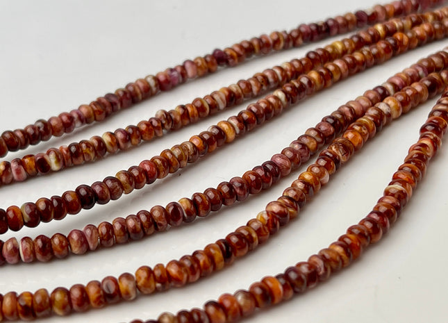 4 mm AAA Natural Orange Purple Red Spiny Oyster Shell Rondelle Shape Genuine Natural Spiny Oyster Beads 16 Inches Strand #4276