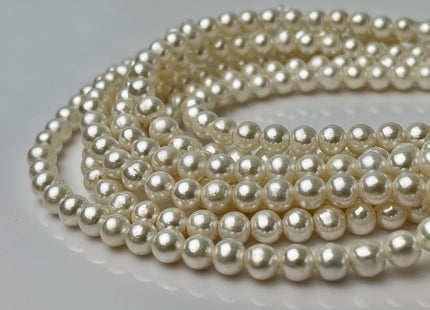 6mm AAA Extra Shiny Half Strand Natural White Round Large Hole Freshwater Pearl Genuine Super High Luster Pearl Hole Size 1.8mm 1.5mm #P2332