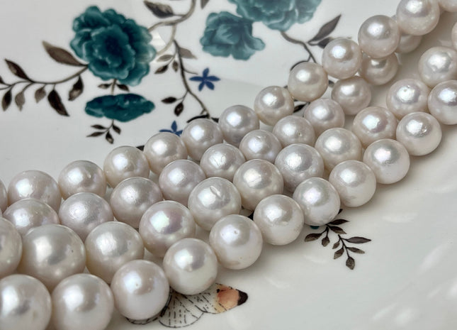 11.5-15 mm AAA Natural White Edison Freshwater Pearl Beads High Luster Genuine Top Quality Large Perfect Round Edison Pearls #P2328