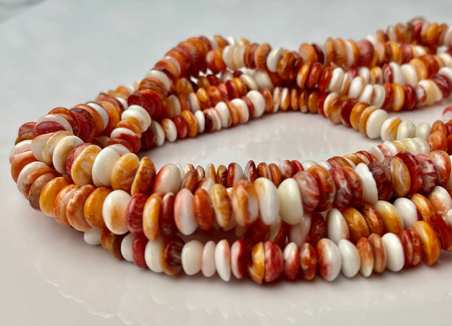 8 mm 10 mm AAA Natural Orange Red White Spiny Oyster Shell Irregular Chip Shape Genuine Natural Spiny Oyster Beads 15.5 Inch Strand #4286