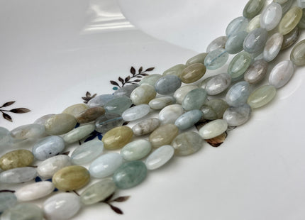 8x12 mm Natural Aquamarine Gemstone Beads Genuine Natural Blue Color Flat Nugget Shape Aquamarine Loose Beads 16 Inches Strand #4263
