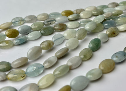 8x12 mm Natural Aquamarine Gemstone Beads Genuine Natural Blue Color Flat Nugget Shape Aquamarine Loose Beads 16 Inches Strand #4263