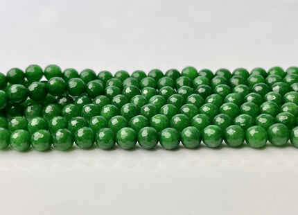 6 mm 8 mm Faceted Round Dyed Jade Gemstone Beads Emerald Green Color Genuine Jade Gemstone Loose Beads 15 Inches Strand #4259