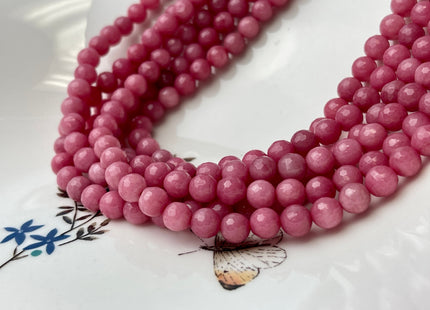 6 mm Faceted Round Dyed Jade Gemstone Beads Ruby Pink Color Genuine Jade Gemstone Loose Beads 15 Inches Strand #4260