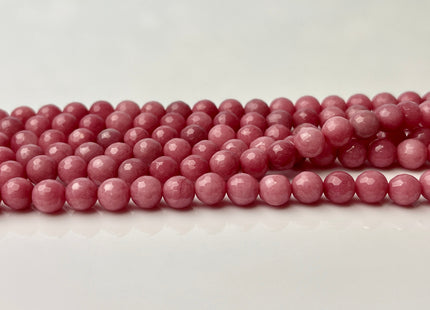 6 mm Faceted Round Dyed Jade Gemstone Beads Ruby Pink Color Genuine Jade Gemstone Loose Beads 15 Inches Strand #4260